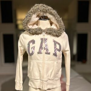GAP glitter logo girls zip up sweater